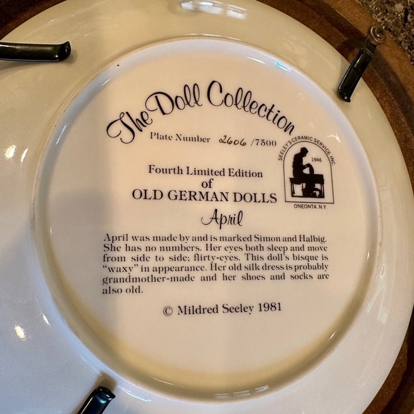 SET/3, VINTAGE, LIMITED EDITION, OLD GERMAN DOLL PLATES BY MILDRED SEELEY - Picture 8 of 8